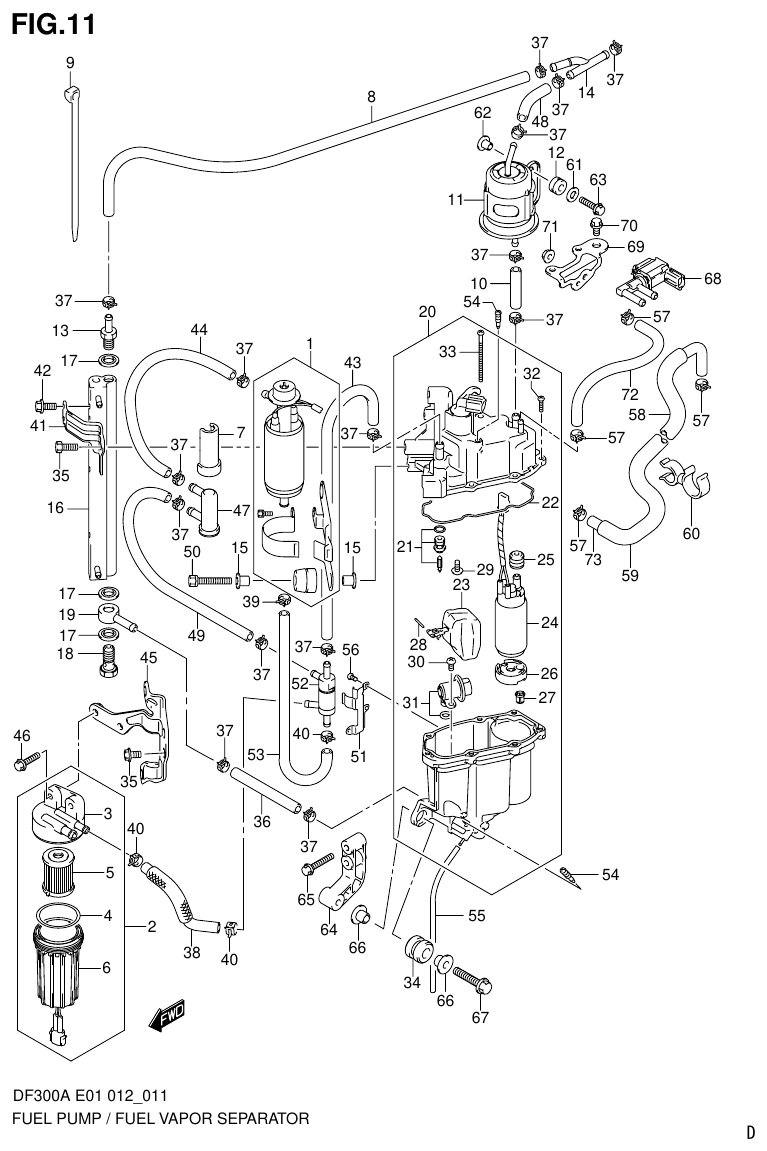 Suzuki DF300AP FUEL PUMP / FUEL VAPOR SEPARATOR (DF300A E40) parts diagram